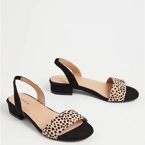 Black & Leopard Low Heel Slingback (WW)